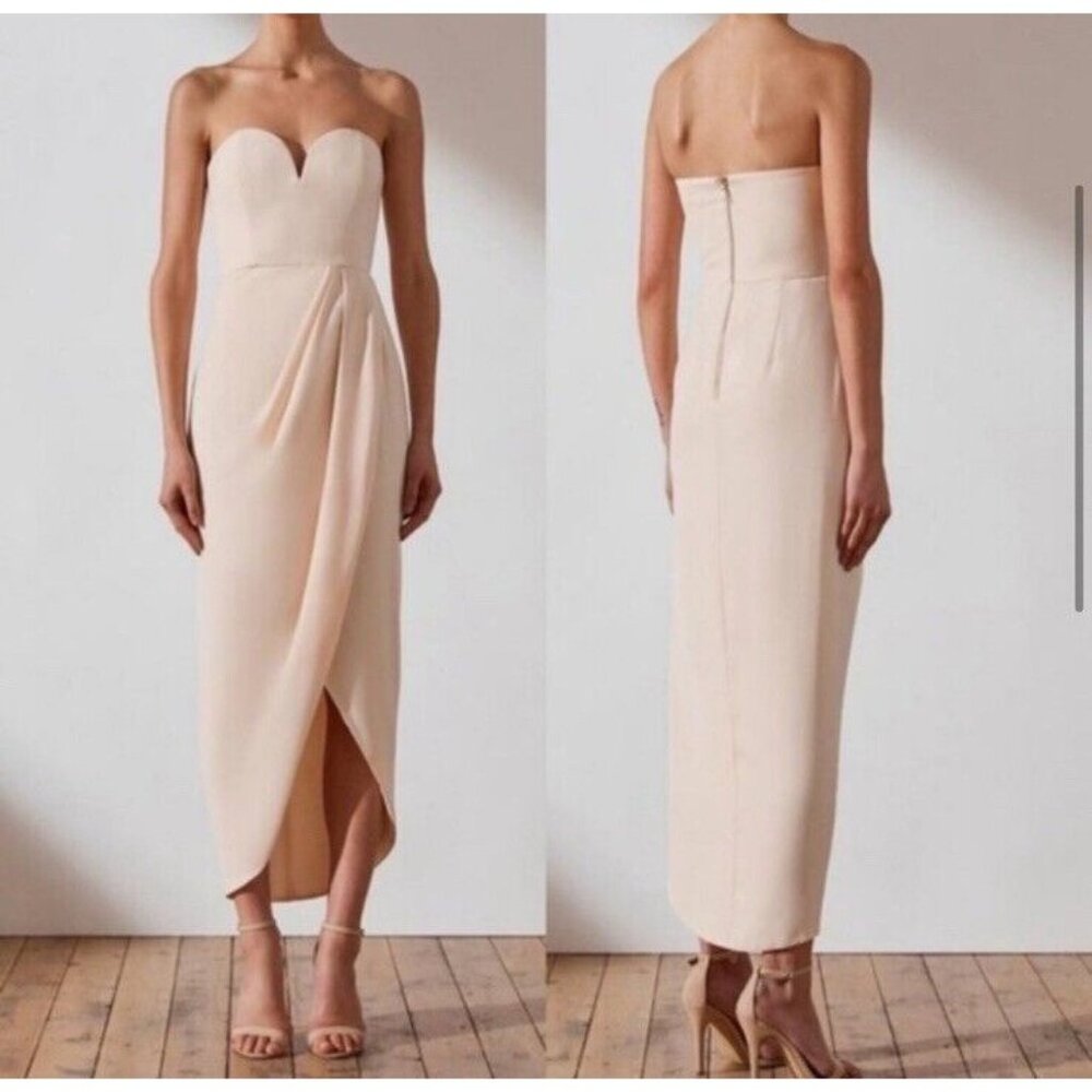 Shona Joy Bustier Draped Maxi Dress Nude